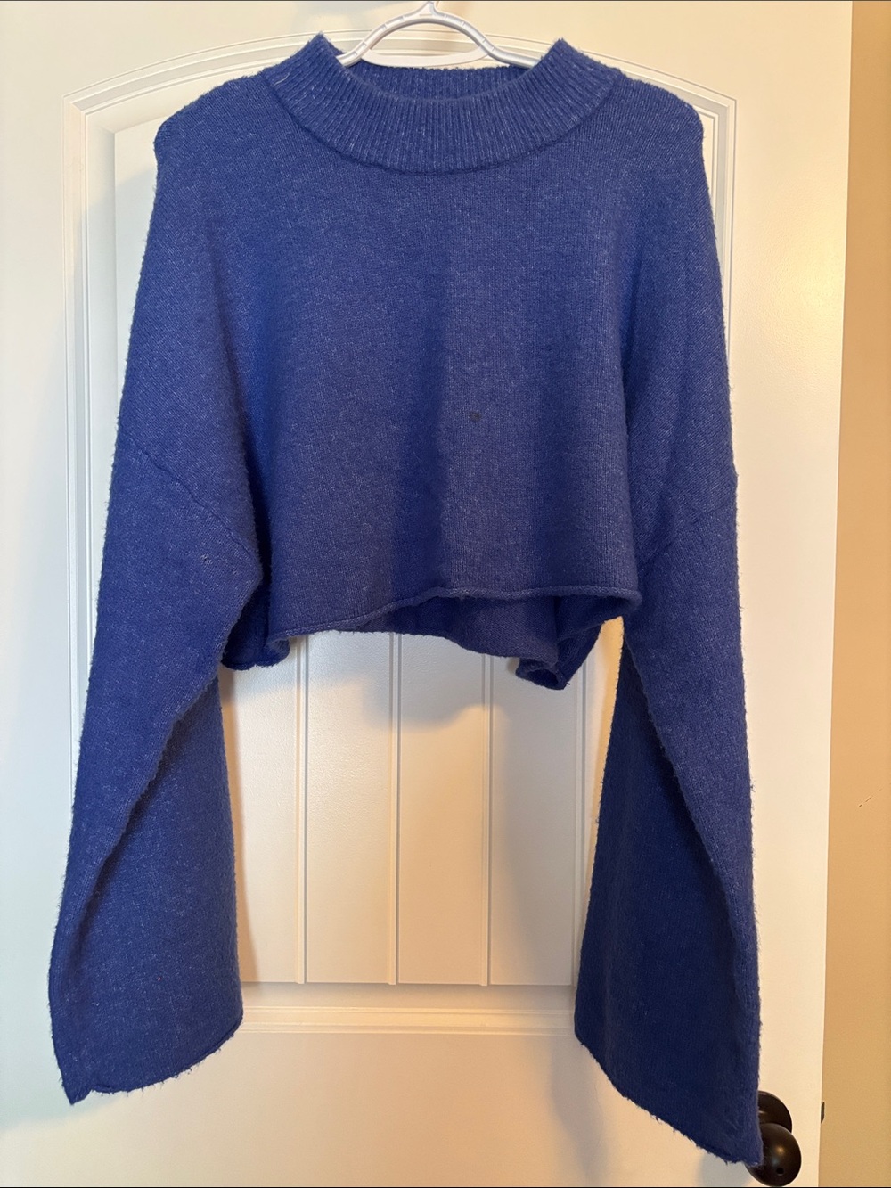 Monki Cropped Knit Sweater in Royal Blue